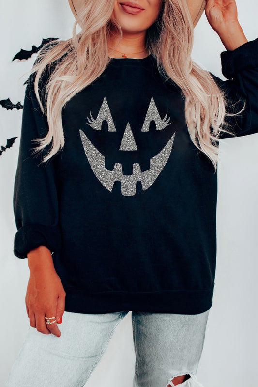 Spooky Face Printed Halloween Fashion Baggy Sweatshirt