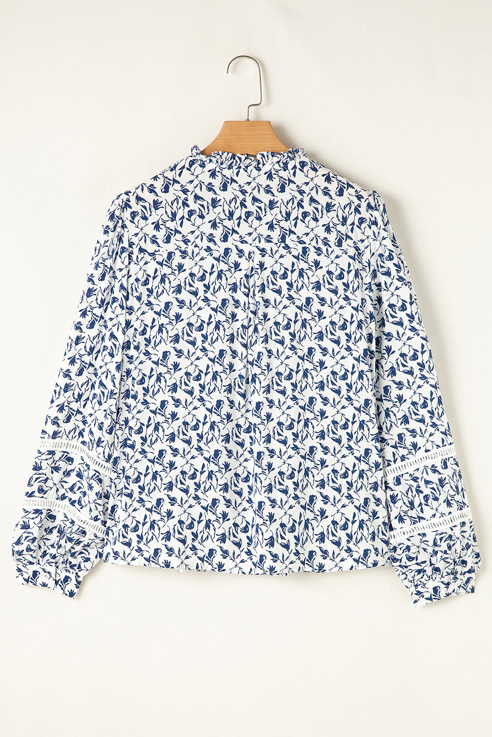 Lace Detail Floral Puff Sleeve Fall Shirt