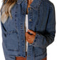 Scallop Trim Collar Patched Pocket Button Up Denim Jacket
