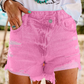 High Rise Crossover Waist Denim Shorts