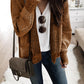 Pocket Chunky Waffle Knit Oversized Collar Cardigan