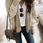 Pocket Chunky Waffle Knit Oversized Collar Cardigan