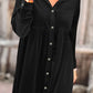 Long Sleeve Ruffle Velvet Button Up Dress