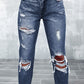 Light Wash Frayed Slim Fit High Waist Jeans