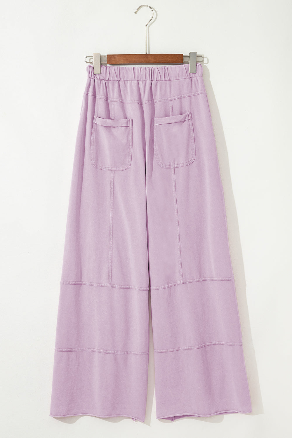 Mineral Wash Exposed Seam Drawstring High Waist Wide Leg Cargo Pants