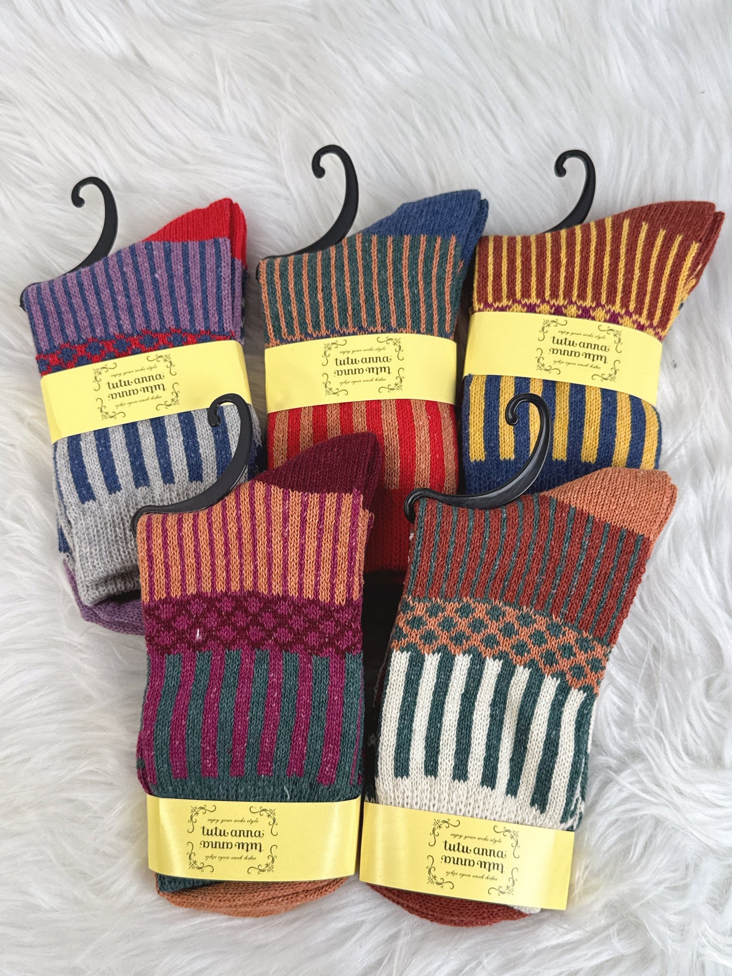 5 Pairs Modern Geometric Pattern Socks Set (JG037 )