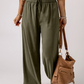 Drawstring Elastic Waist Wide Leg Pants