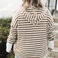 Plus Size Stripe Quarter Buttons Hoodie