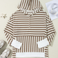 Plus Size Stripe Quarter Buttons Hoodie