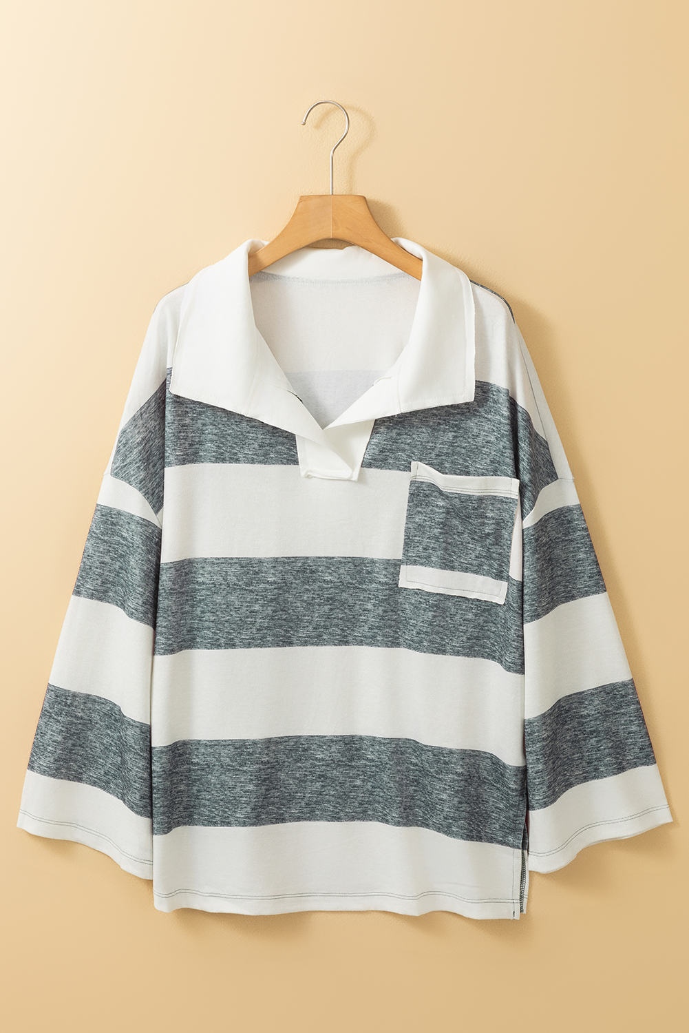 Stripe Oversized Collared Top