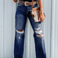 Mineral Wash High Rise Ripped Jeans