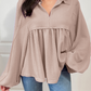 Corded Turn-down Babydoll Blouse