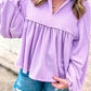 Corded Turn-down Babydoll Blouse