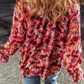 Floral Drawstring Ruffled Blouse