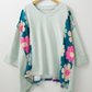 Plus Size Flower Patchwork Exposed Seam Top