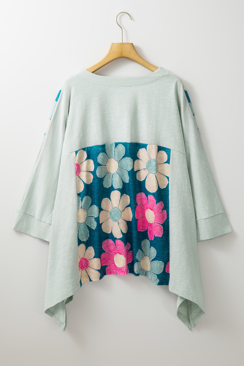 Plus Size Flower Patchwork Exposed Seam Top