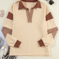 Striped Colorblock Patchwork Collar Sweatshirt