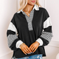 Striped Colorblock Patchwork Collar Sweatshirt