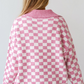 Checkered Buttons Collar Sweater