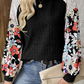 Floral Patchwork Ribbed Blouse