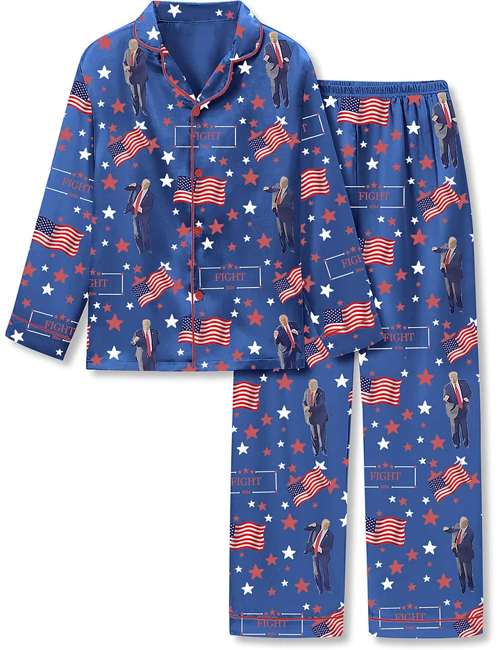 Flag Printed Parent-child Long Pajamas