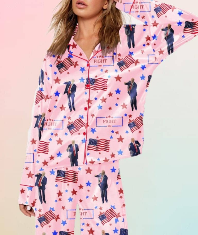 Flag Printed Parent-child Long Pajamas