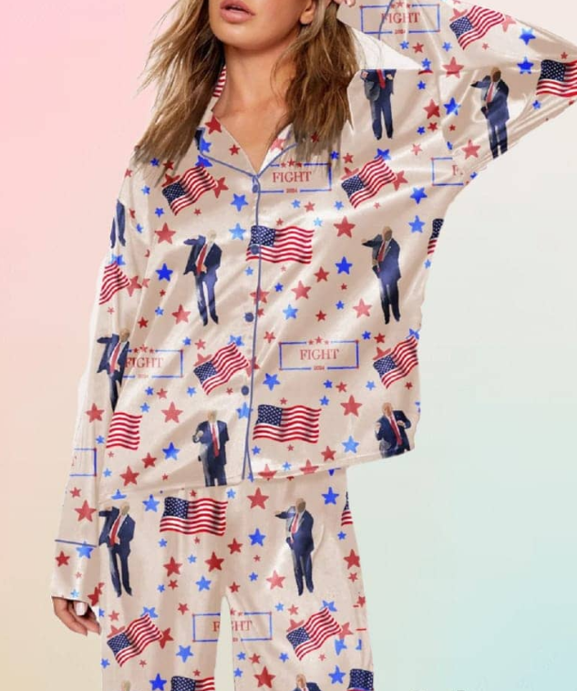 Flag Printed Parent-child Long Pajamas