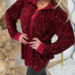 Lapel Single Row Sparkly Party Shirt