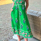 Floral Print Contrast Trim Knotted Straps Midi Dress