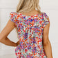 Floral Square Neck Flutter Tank Top