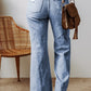 Wash Raw Hem High Waist Flared Jeans