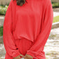 Corded Knit Long Sleeve Top and High Waist Shorts Set