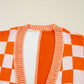 Checkered Open Front Drop Shoulder Cardigan