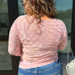 Plus Size Bow Embroidered Mesh Long Sleeve Top