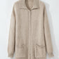 Collared Drop Shoulder Button Up Cardigan with Pocket