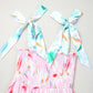 Floral Print Knotted Shoulder Smocked Maxi Dress