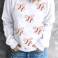 Sequin Bow Baseball Patched Casual Sweatshirt