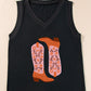 Black Cowgirl Floral Boots Printed Tank Top