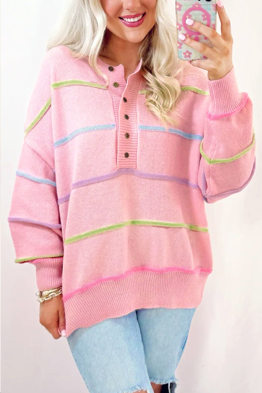 Rainbow Stripes Cozy Sweater