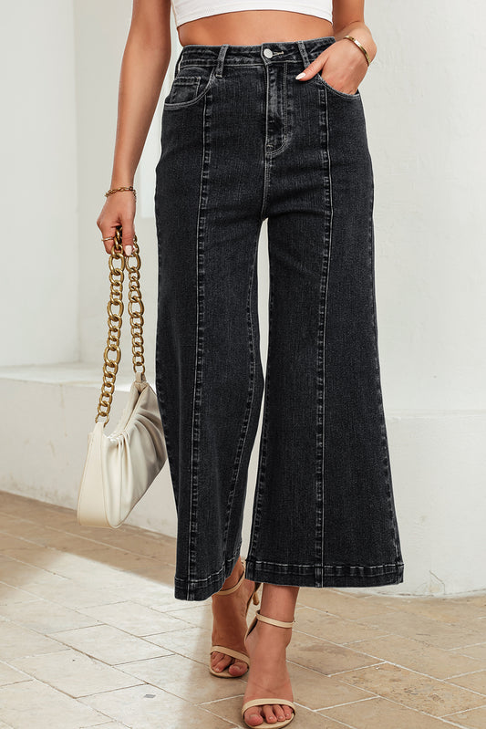 Plain Seam Detail Flared Bottom Ankle Length Jeans