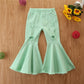 Fashionable Girls' Pink Ripped Flared Pants