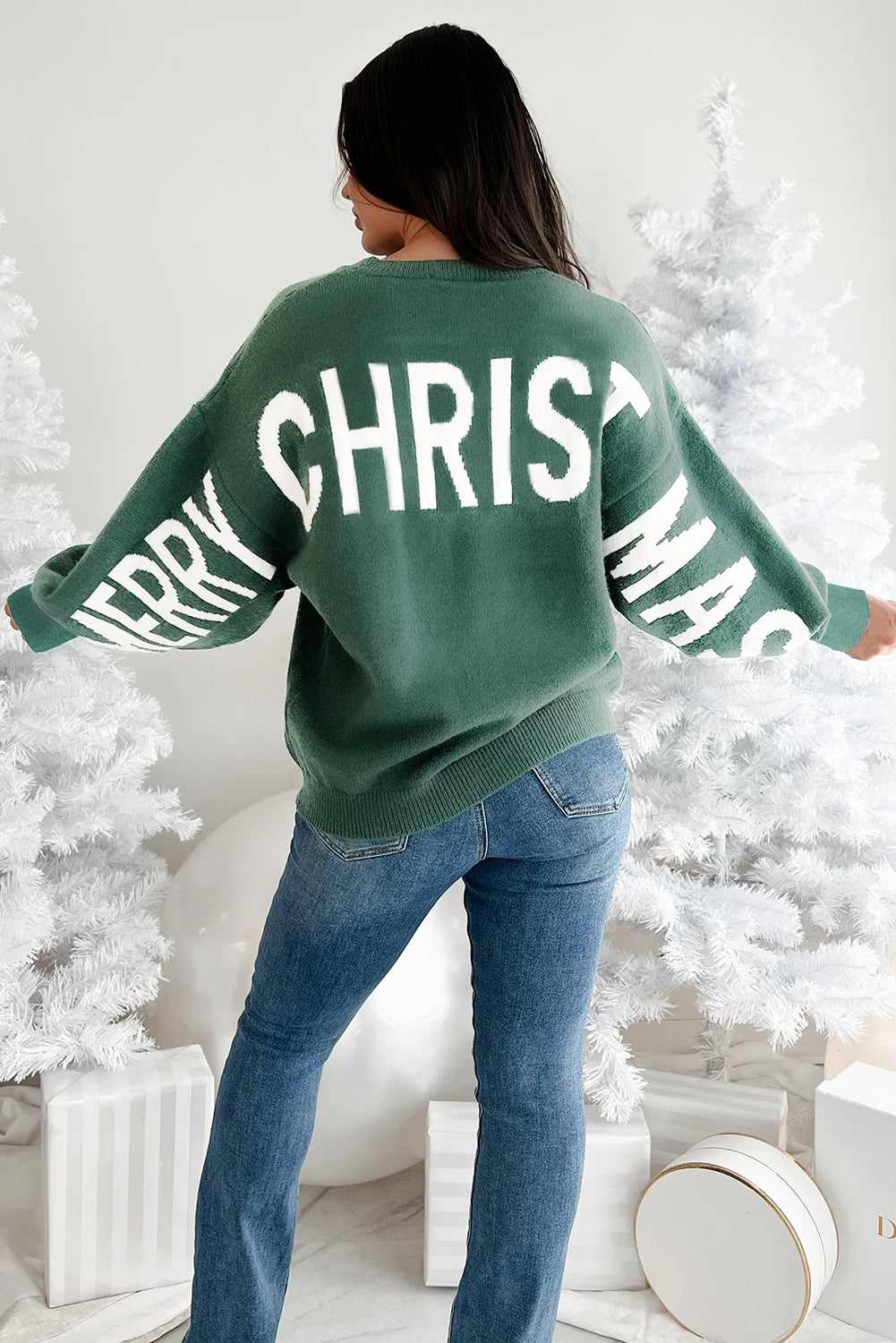 CHRISTMAS Drop Shoulder Loose Sweater