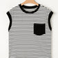 Chest Pocket Patch Round Neck Tank Top