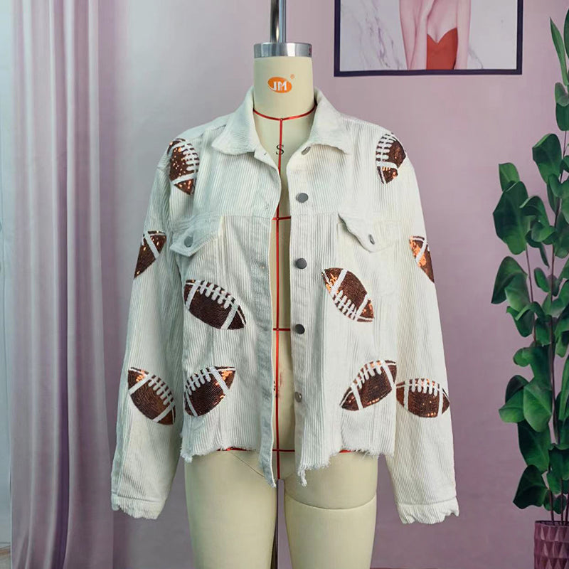 Corduroy & Sequins Football Jacket