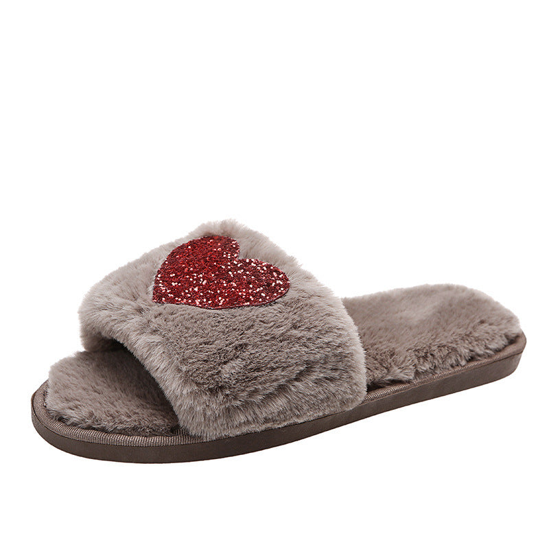 Heart Fluffy Slippers