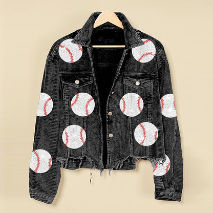 Sequins Baseball Corduroy Jacket