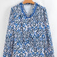 Bohemian Print Embroidered V Neckline Detail Long Sleeve Shirt