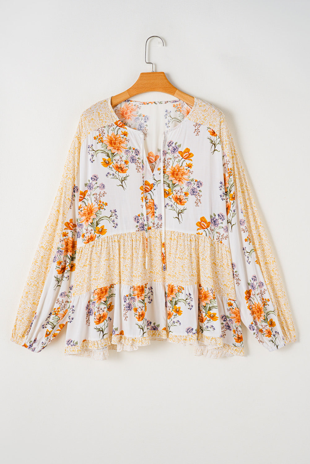 Plus Size Floral V Neck Blouse