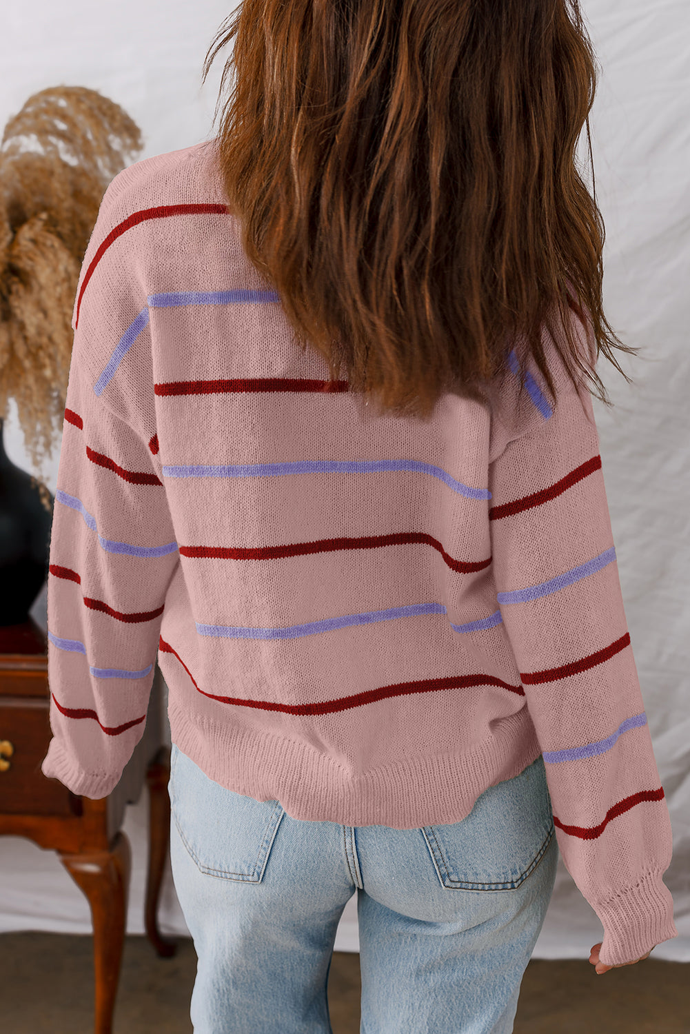 Ribbed Edge Drop Shoulder Sweater