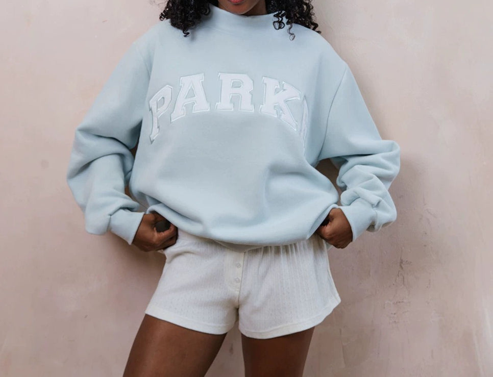 Oversized Varsity MockNeck Sweatshirt